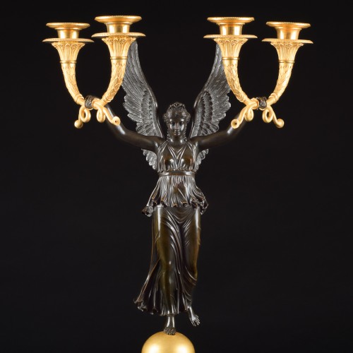 Large Pair Of Empire Candelabra With Victories - Model By Rabiat  - Lighting Style Empire