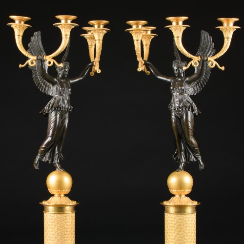 XIXe siècle - Grande paire de candélabres Empire, modèle de Rabiat
