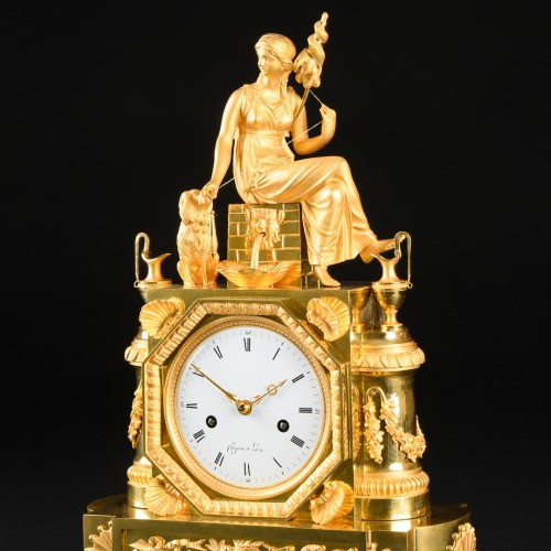 XVIIIe siècle - Pendule de cheminée d’époque Directoire “Allégorie de la Fidélité”