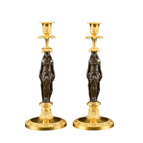 Pair Of Directory Period Candlesticks “Retour D’Egypte”