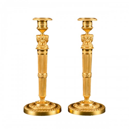 Pair Of Empire Candlesticks , model by Claude Galle