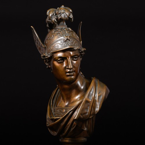 Paire de bustes mythologiques en bronze patiné “Mars et Mercure” - Apollo Art & Antiques