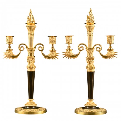 Pair of Empire candelabra with dragons attributed to Claude Galle 