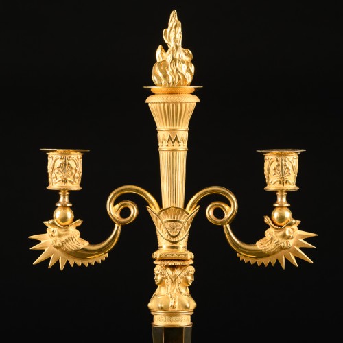 19th century - Pair of Empire candelabra with dragons attributed to Claude Galle 