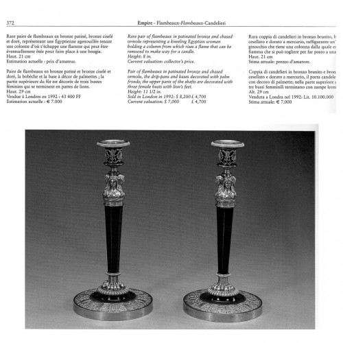 Antiquités - Pair of Empire candelabra with dragons attributed to Claude Galle 