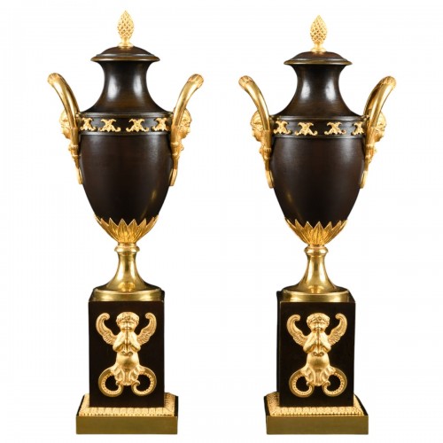Pair of Consulat period (1799-1804) cassolettes candleholders double use