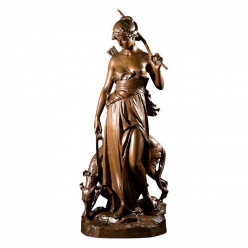 Large bronze sculpture "Nymph Of Diana" Eugène Antoine Aizelin (1821-1902)