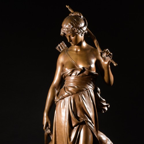 Grande sculpture en bronze "Nymphe de Diane" Eugène Antoine Aizelin (1821-1902) - Sculpture Style Napoléon III