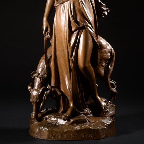Sculpture Sculpture en Bronze - Grande sculpture en bronze "Nymphe de Diane" Eugène Antoine Aizelin (1821-1902)