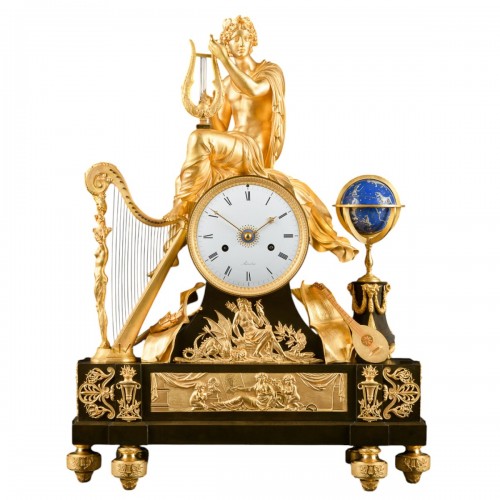 Pendule Empire “Allégorie des Arts et des Sciences” avec Apollon - signée Bourdier