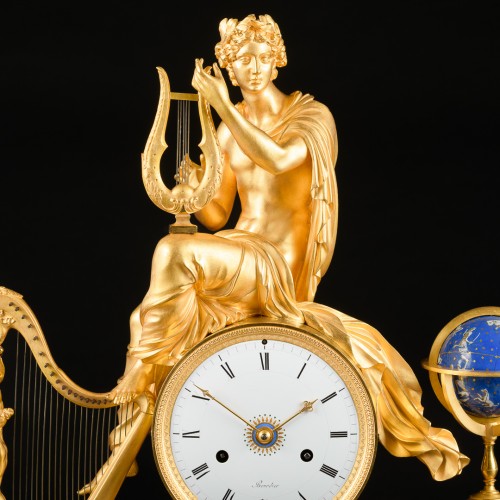 Pendule Empire “Allégorie des Arts et des Sciences” avec Apollon - signée Bourdier - Horlogerie Style Empire