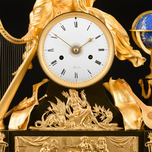 Horlogerie Pendule - Pendule Empire “Allégorie des Arts et des Sciences” avec Apollon - signée Bourdier