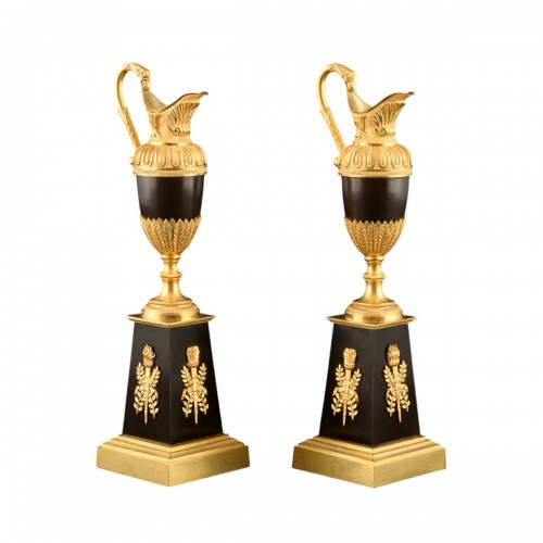 Large Pair of Empire candlesticks in the shape of ewers Circa 1810