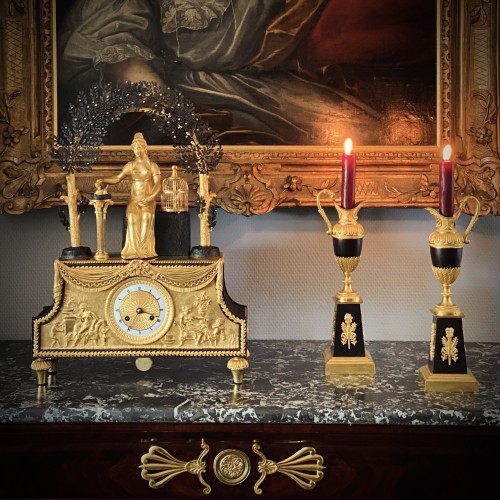 Antiquités - Large Pair of Empire candlesticks in the shape of ewers Circa 1810
