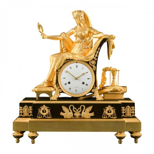 Pendule Empire «Allégorie de la sagesse » avec Prudentia, vers 1810