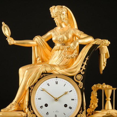 Pendule Empire «Allégorie de la sagesse » avec Prudentia, vers 1810 - Horlogerie Style Empire