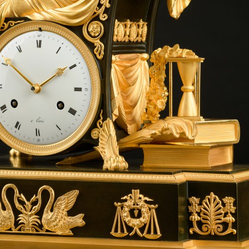 Antiquités - Pendule Empire «Allégorie de la sagesse » avec Prudentia, vers 1810