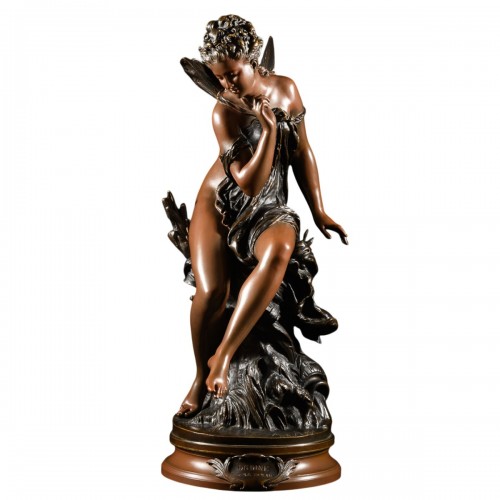 Mythological French bronze sculpture “Ondine” signed Mathurin Moreau