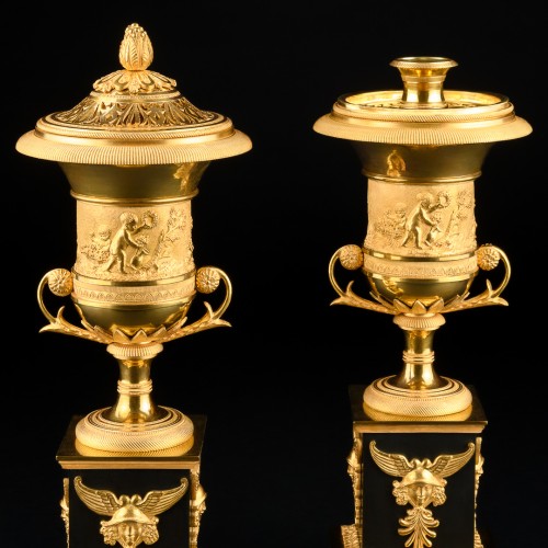 Pair of Directory period cassolettes/candleholders, circa 1795 - Lighting Style Directoire