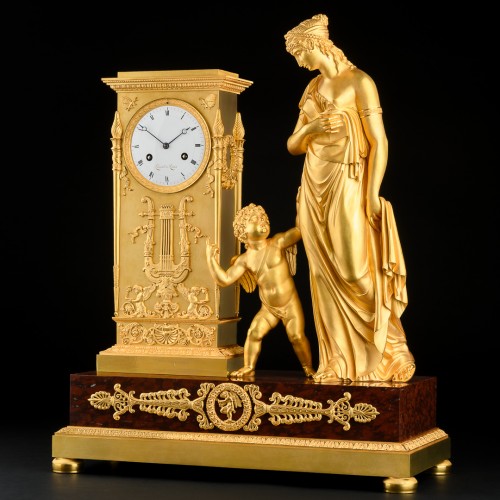 19th century - Mythological Empire clock “Venus guided by Love” attributed to Ravrio