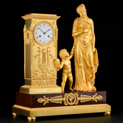 Antiquités - Mythological Empire clock “Venus guided by Love” attributed to Ravrio