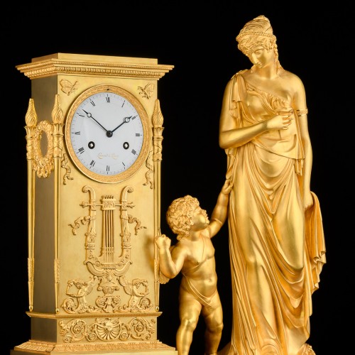 Antiquités - Mythological Empire clock “Venus guided by Love” attributed to Ravrio
