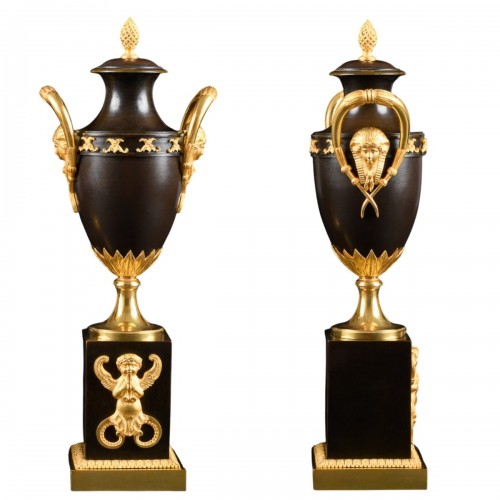 Paire de cassolettes bougeoirs à double usage d’époque Consulat vers 1799
