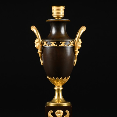 Paire de cassolettes bougeoirs à double usage d’époque Consulat vers 1799 - Empire