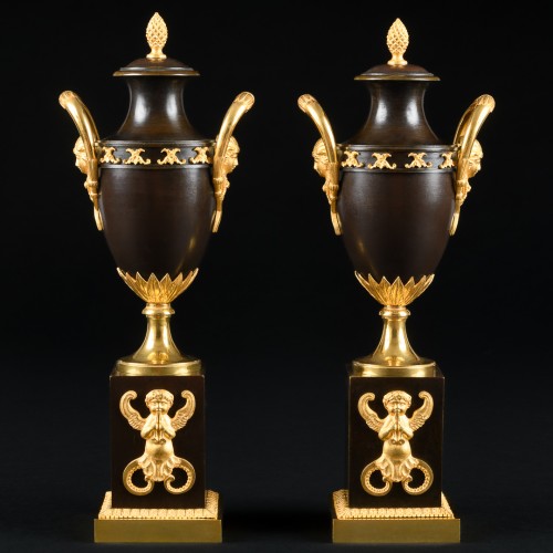 Empire - Paire de cassolettes bougeoirs à double usage d’époque Consulat vers 1799
