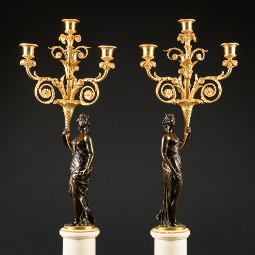 XVIIIe siècle - Importante paire de candélabres d’époque Directoire