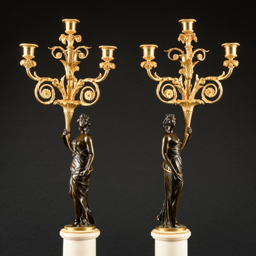 18th century - Important Pair Of Directoire Candelabra 