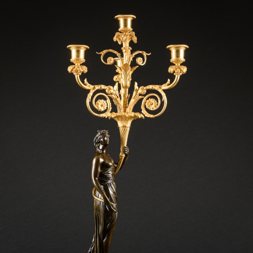 Directoire - Important Pair Of Directoire Candelabra 