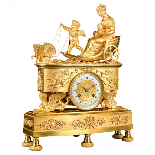 Eros And Psyche -  Early Empire Chariot Clock 