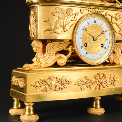 Éros et Psyché - Pendule au Char d’époque Empire - Apollo Art & Antiques