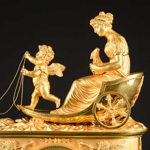 19th century - Eros And Psyche -  Early Empire Chariot Clock 