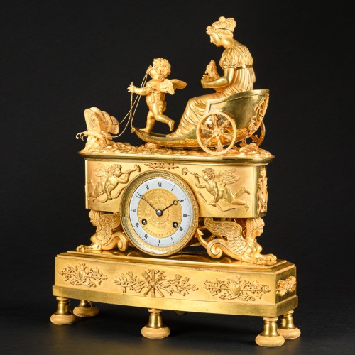 Empire - Eros And Psyche -  Early Empire Chariot Clock 