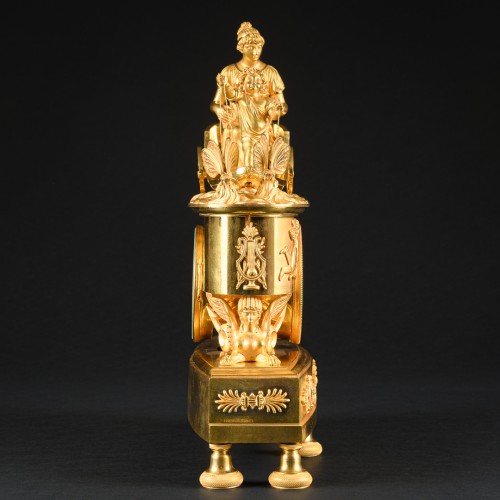 Antiquités - Eros And Psyche -  Early Empire Chariot Clock 