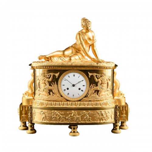 Empire Clock "Nymphe à la coquille" Attributed To Claude Galle