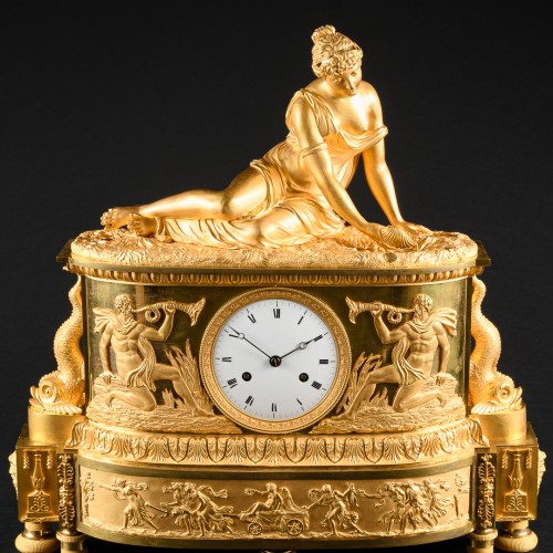 Empire Clock &quot;Nymphe à la coquille&quot; Attributed To Claude Galle - Horology Style Empire