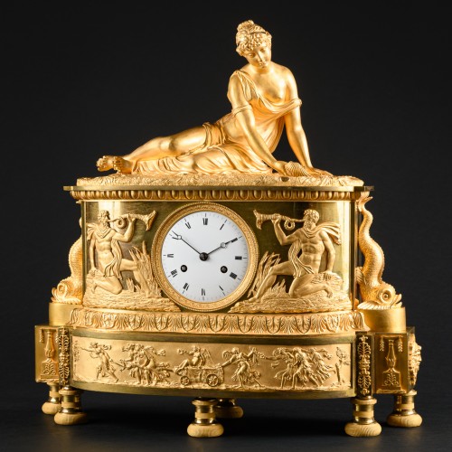 Empire Clock &quot;Nymphe à la coquille&quot; Attributed To Claude Galle - 