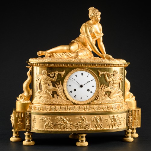 Empire - Empire Clock &quot;Nymphe à la coquille&quot; Attributed To Claude Galle