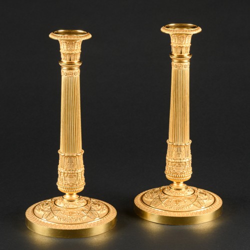Rare Large Pair Of French Empire Candlesticks - Signed Gérard-Jean Galle  - 