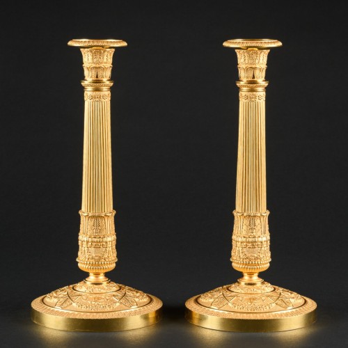 Empire - Rare Large Pair Of French Empire Candlesticks - Signed Gérard-Jean Galle 