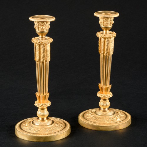 Lighting  - Large Pair of Empire Candlesticks 