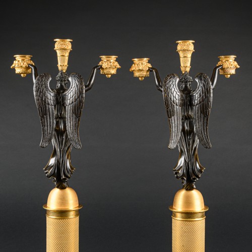 Antiquités - Paire de candélabres d'époque Empire Par Thomire & Signé Rabiat