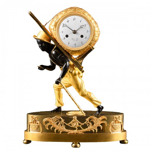 Empire Clock Le Portefaix After Design By Jean-André Reiche