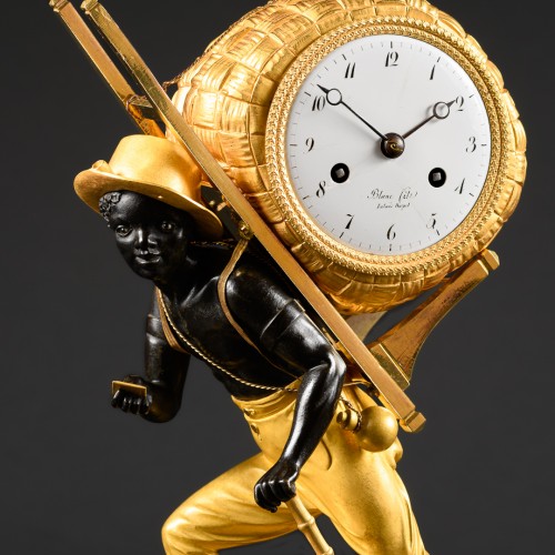 19th century - Empire Clock Le Portefaix After Design By Jean-André Reiche