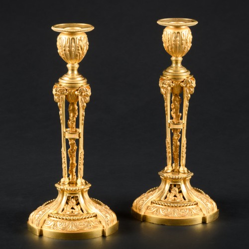 Pair Of Louis XVI style Candlesticks With Rams After Model By Etienne Martincourt - Lighting Style 
