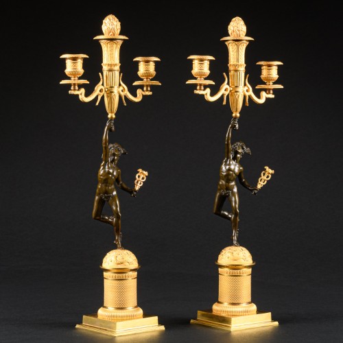 XIXe siècle - Paire de candélabres d’époque Empire avec Mercure
