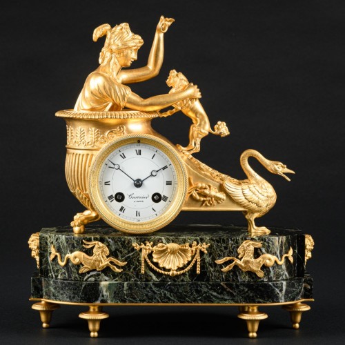 Antiquités - Pendule Empire “Aphrodite dans son char” d’après un dessin de Jean-André Reiche